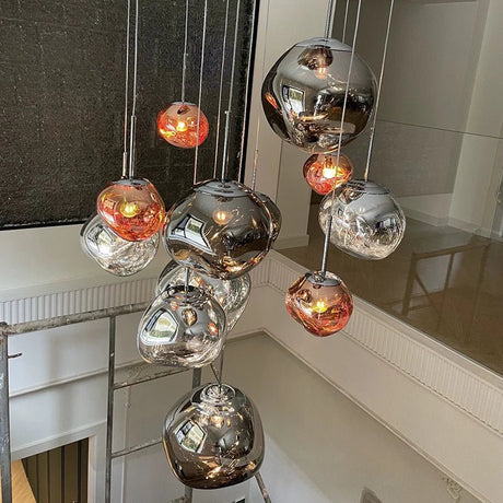 Nordic Lava Glass Multi-Color LED Cluster Pendant – Statement Chandelier - Hans Lumiere