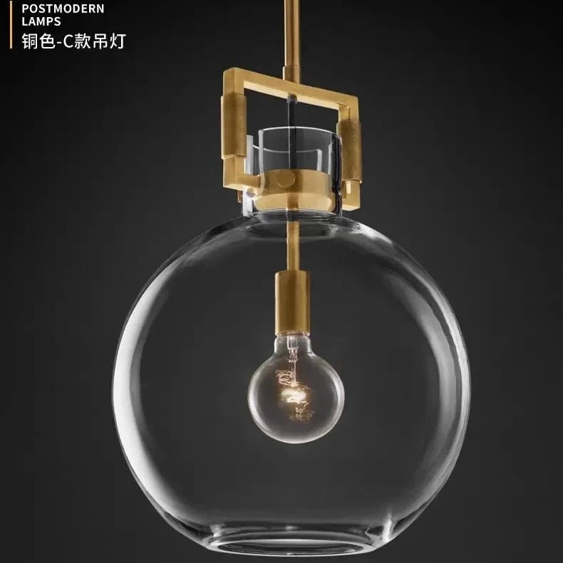 Nordic Loft Retro Clear Glass Shade LED Pendant Light - Hans Lumiere