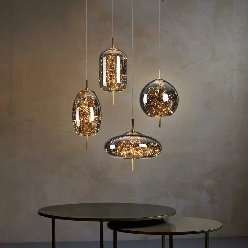 Nordic Luxury Long Line Net Red Bedside Chandelier - Hans Lumiere