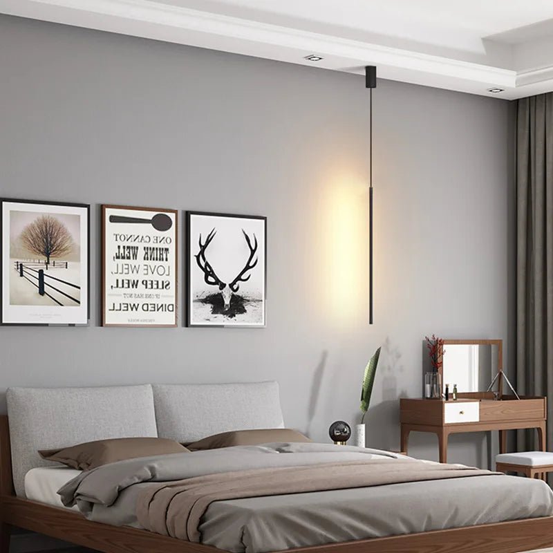 Nordic Minimalist LED Linear Pendant Light for Living Room and Bedroom - Hans Lumiere