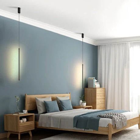 Nordic Minimalist LED Linear Pendant Light for Living Room and Bedroom - Hans Lumiere