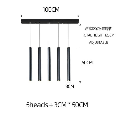 Nordic Modern Cylindrical LED Pendant Light - Black Aluminum Tube Hanging Lamp - Hans Lumiere