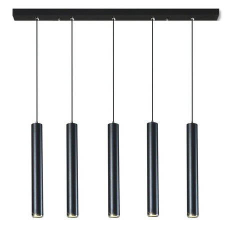 Nordic Modern Cylindrical LED Pendant Light - Black Aluminum Tube Hanging Lamp - Hans Lumiere