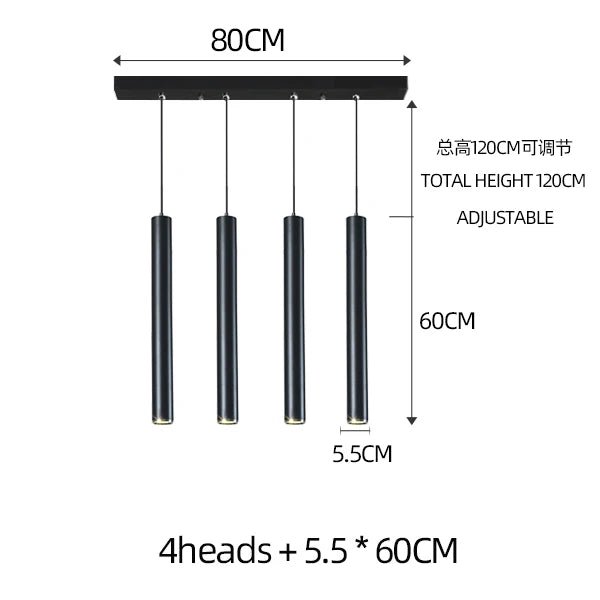 Nordic Modern Cylindrical LED Pendant Light - Black Aluminum Tube Hanging Lamp - Hans Lumiere
