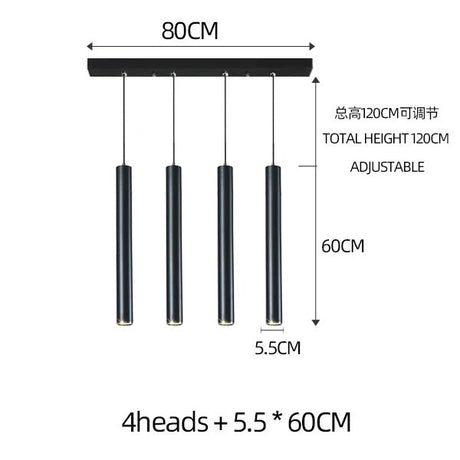 Nordic Modern Cylindrical LED Pendant Light - Black Aluminum Tube Hanging Lamp - Hans Lumiere