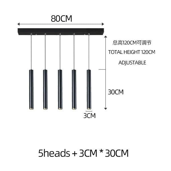 Nordic Modern Cylindrical LED Pendant Light - Black Aluminum Tube Hanging Lamp - Hans Lumiere