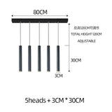 Nordic Modern Cylindrical LED Pendant Light - Black Aluminum Tube Hanging Lamp - Hans Lumiere