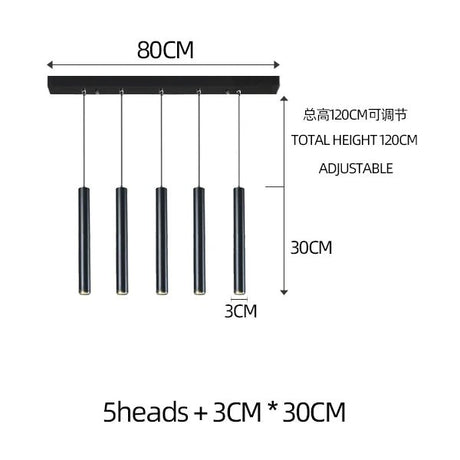 Nordic Modern Cylindrical LED Pendant Light - Black Aluminum Tube Hanging Lamp - Hans Lumiere