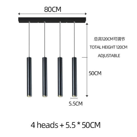 Nordic Modern Cylindrical LED Pendant Light - Black Aluminum Tube Hanging Lamp - Hans Lumiere