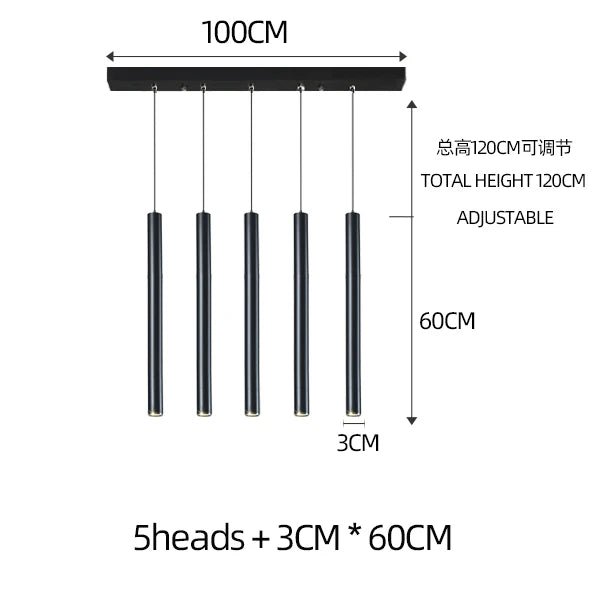 Nordic Modern Cylindrical LED Pendant Light - Black Aluminum Tube Hanging Lamp - Hans Lumiere