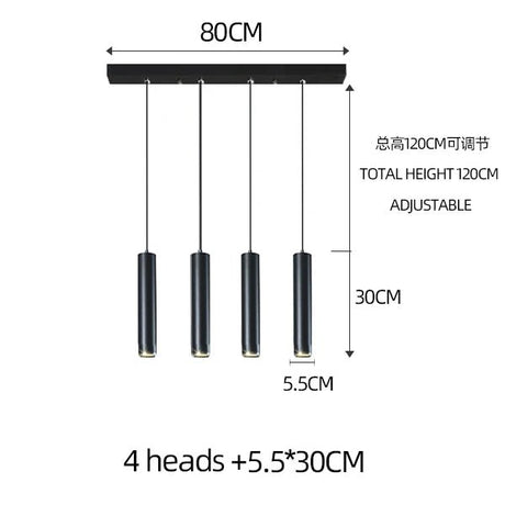 Nordic Modern Cylindrical LED Pendant Light - Black Aluminum Tube Hanging Lamp - Hans Lumiere