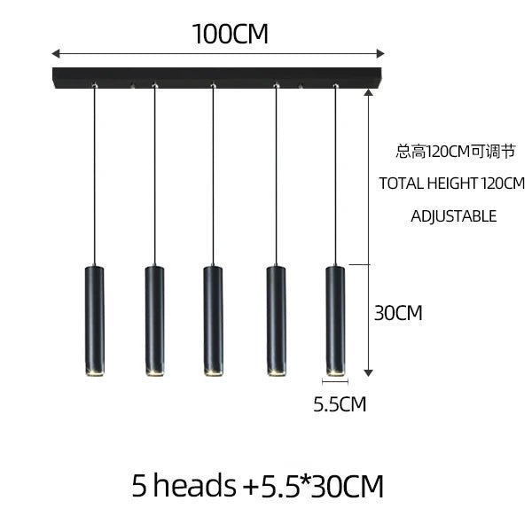 Nordic Modern Cylindrical LED Pendant Light - Black Aluminum Tube Hanging Lamp - Hans Lumiere