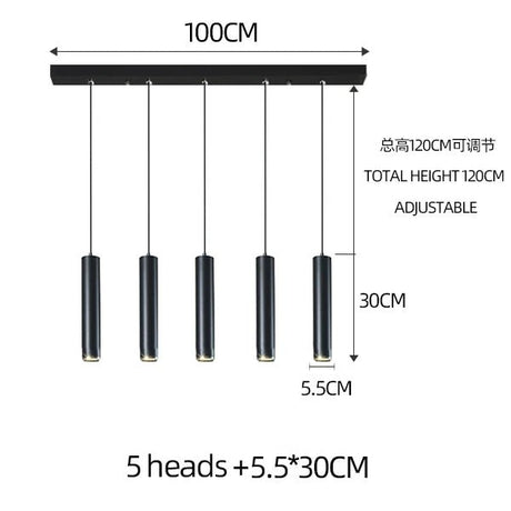 Nordic Modern Cylindrical LED Pendant Light - Black Aluminum Tube Hanging Lamp - Hans Lumiere