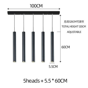 Nordic Modern Cylindrical LED Pendant Light - Black Aluminum Tube Hanging Lamp - Hans Lumiere