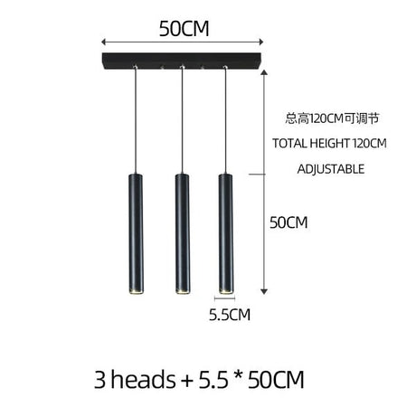 Nordic Modern Cylindrical LED Pendant Light - Black Aluminum Tube Hanging Lamp - Hans Lumiere