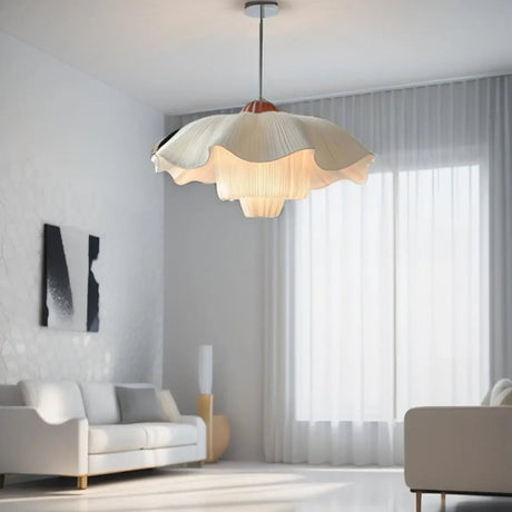 Nordic Petal French Chandelier – Hand-Knitted Cream Pendant Light - Hans Lumiere