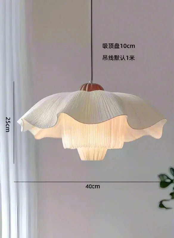 Nordic Petal French Chandelier – Hand-Knitted Cream Pendant Light - Hans Lumiere