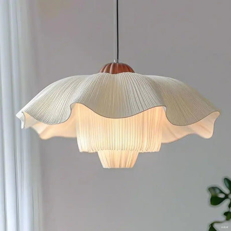 Nordic Petal French Chandelier – Hand-Knitted Cream Pendant Light - Hans Lumiere