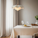 Nordic Petal French Chandelier – Hand-Knitted Cream Pendant Light - Hans Lumiere