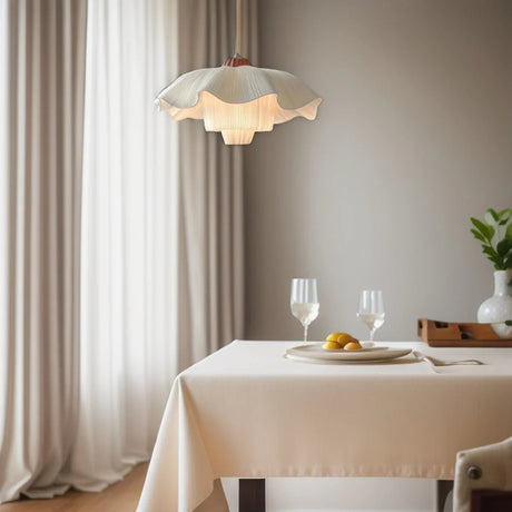 Nordic Petal French Chandelier – Hand-Knitted Cream Pendant Light - Hans Lumiere