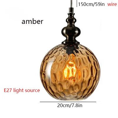 Nordic Retro Water Ripple Luster Glass Pendant Light - Hans Lumiere