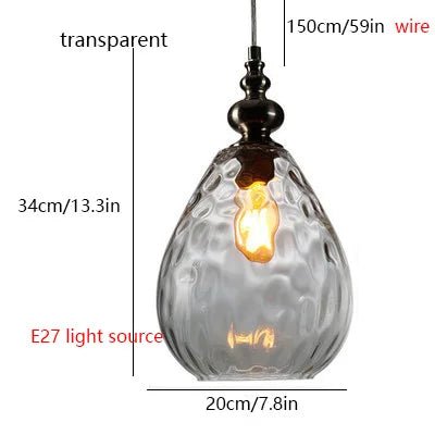 Nordic Retro Water Ripple Luster Glass Pendant Light - Hans Lumiere