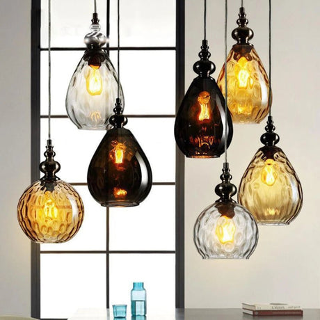 Nordic Retro Water Ripple Luster Glass Pendant Light - Hans Lumiere