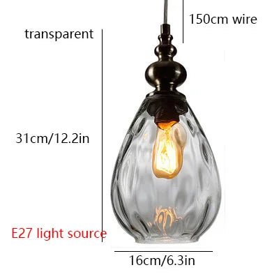 Nordic Retro Water Ripple Luster Glass Pendant Light - Hans Lumiere