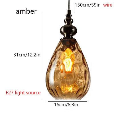 Nordic Retro Water Ripple Luster Glass Pendant Light - Hans Lumiere