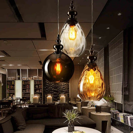 Nordic Retro Water Ripple Luster Glass Pendant Light - Hans Lumiere