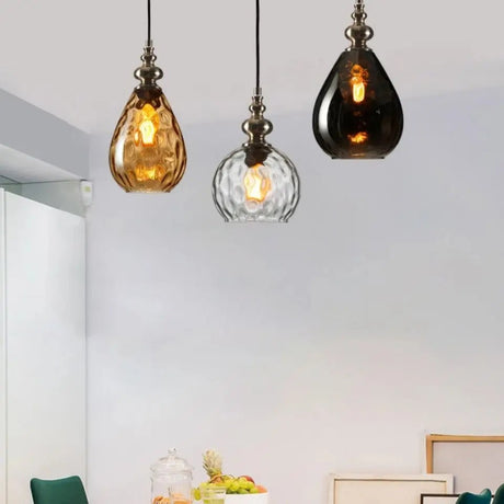 Nordic Retro Water Ripple Luster Glass Pendant Light - Hans Lumiere