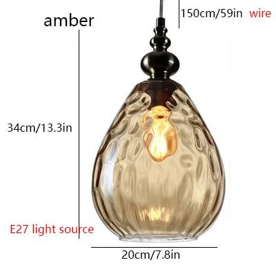 Nordic Retro Water Ripple Luster Glass Pendant Light - Hans Lumiere