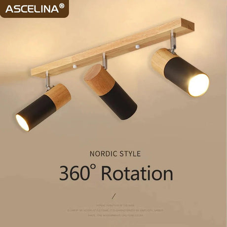 Nordic Rotatable Decorate Spotlight Wooden Ceiling Light - Hans Lumiere