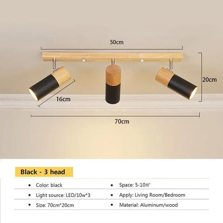 Nordic Rotatable Decorate Spotlight Wooden Ceiling Light - Hans Lumiere