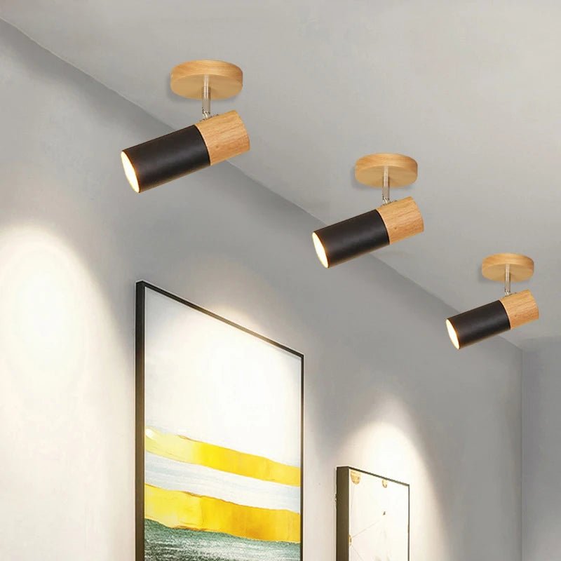Nordic Rotatable Decorate Spotlight Wooden Ceiling Light - Hans Lumiere