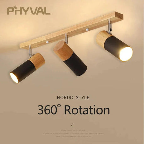 Nordic Rotatable Decorate Spotlight Wooden Ceiling Light - Hans Lumiere