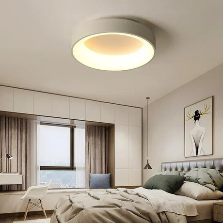 Nordic Round LED Ceiling Light – Dimmable Flush Mount Fixture - Hans Lumiere