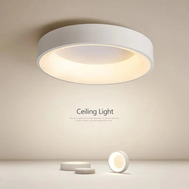Nordic Round LED Ceiling Light – Dimmable Flush Mount Fixture - Hans Lumiere