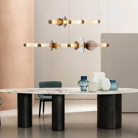 Nordic Stained Glass Strip Pendant Light - Hans Lumiere