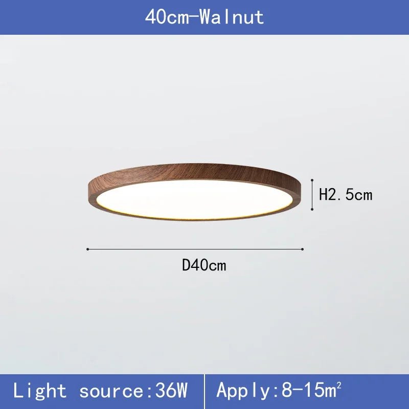 Nordic Ultra - thin Wooden Ceiling Lamp - Hans Lumiere