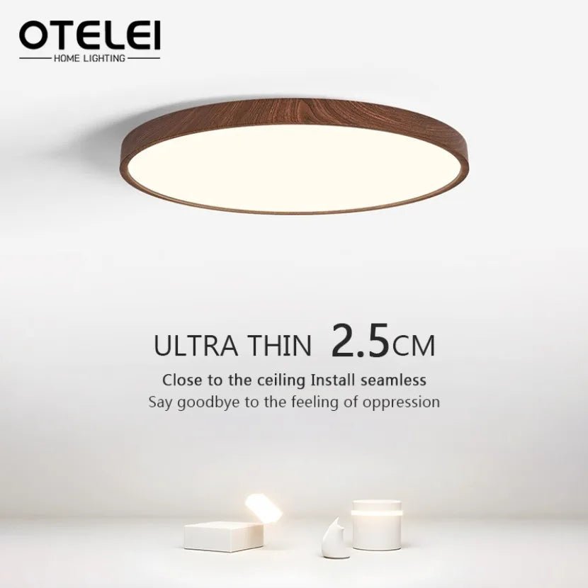 Nordic Ultra - thin Wooden Ceiling Lamp - Hans Lumiere