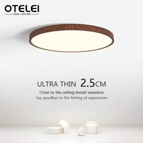 Nordic Ultra - thin Wooden Ceiling Lamp - Hans Lumiere