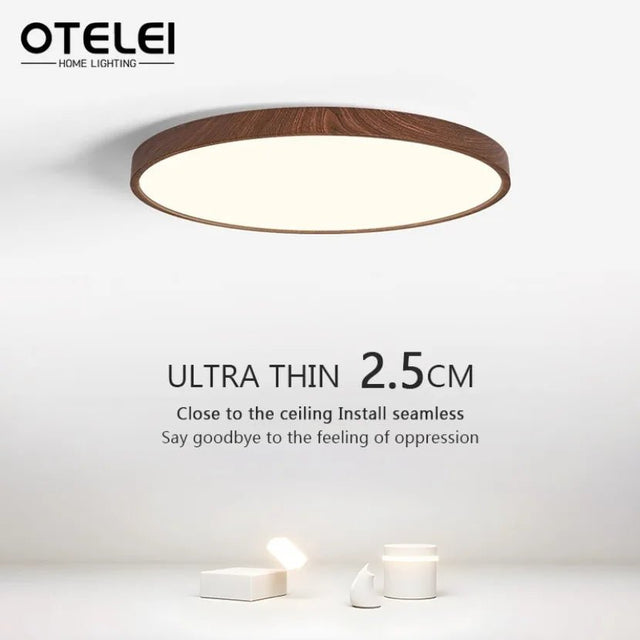 Nordic Ultra - thin Wooden Ceiling Lamp - Hans Lumiere
