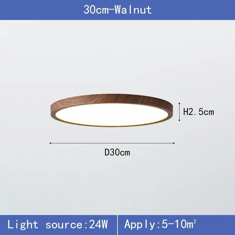 Nordic Ultra - thin Wooden Ceiling Lamp - Hans Lumiere