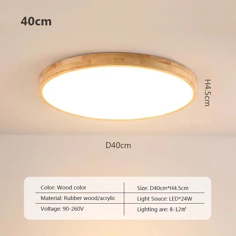 Nordic Ultra - thin Wooden Ceiling Lamp - Hans Lumiere