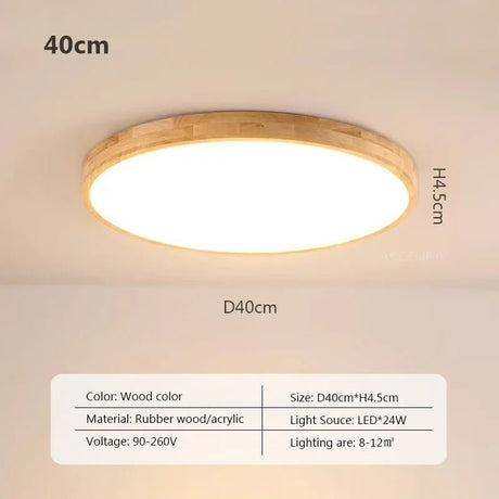 Nordic Ultra - thin Wooden Ceiling Lamp - Hans Lumiere