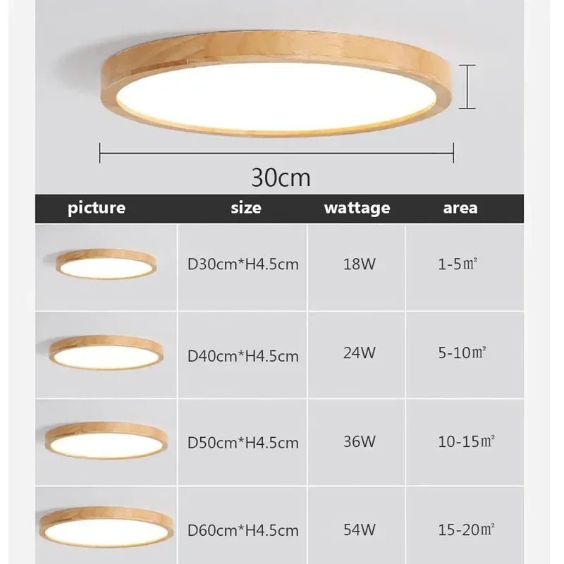 Nordic Ultra - thin Wooden Ceiling Lamp - Hans Lumiere