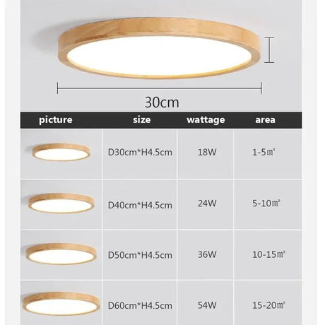 Nordic Ultra - thin Wooden Ceiling Lamp - Hans Lumiere