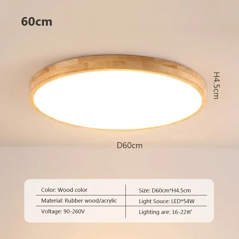 Nordic Ultra - thin Wooden Ceiling Lamp - Hans Lumiere