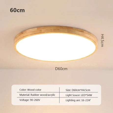 Nordic Ultra - thin Wooden Ceiling Lamp - Hans Lumiere